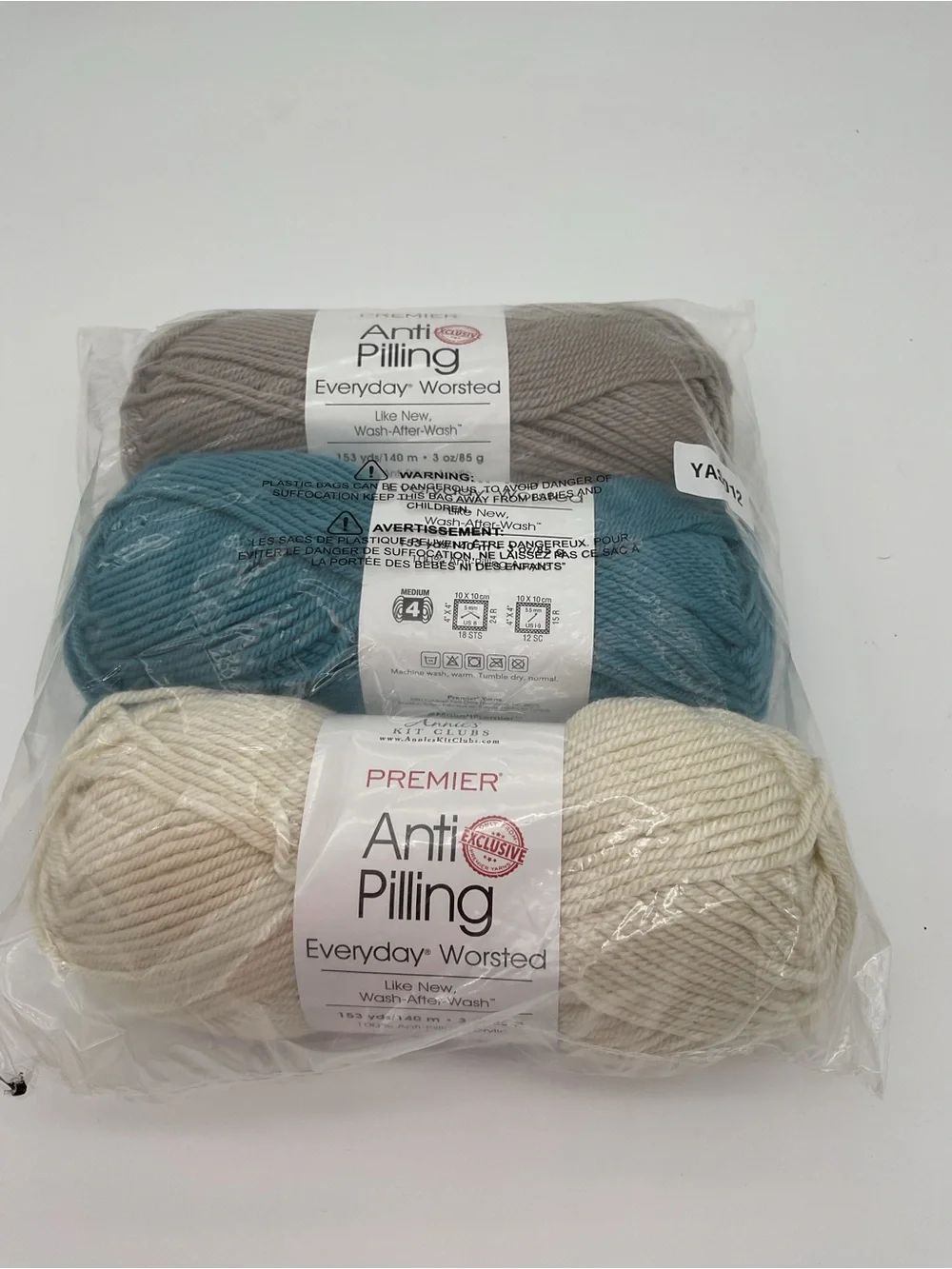 Lot of 3 Skeins Premier Anti Pilling Everyday Worsted Yarn for Annie’s Kit Club